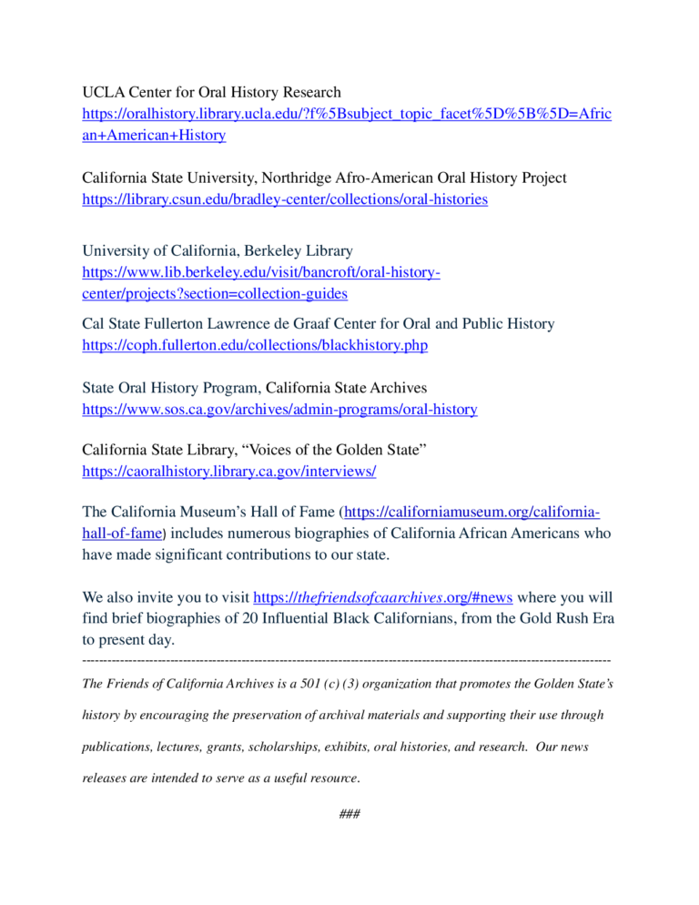 Black Californians press release page three
