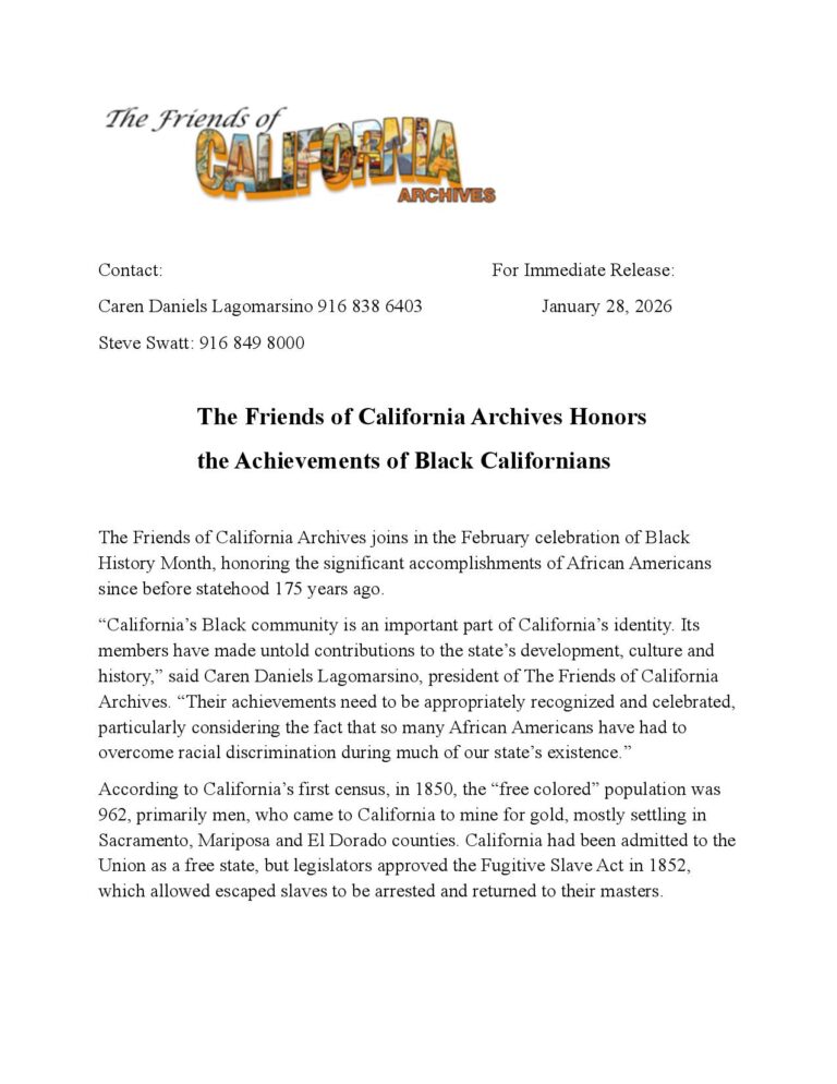 Black Californians press release page one